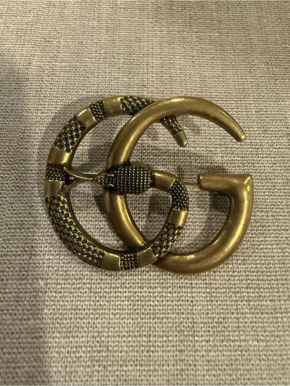 New Gucci antique Gold tone snake Brooch